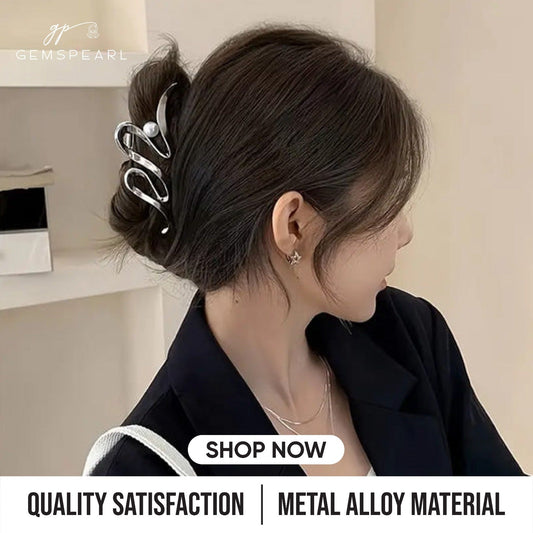 Imported Metal Faux Pearl Wavy Hair Clip | Non-Slip Strong Hold Grip | Satisfaction Guarantee